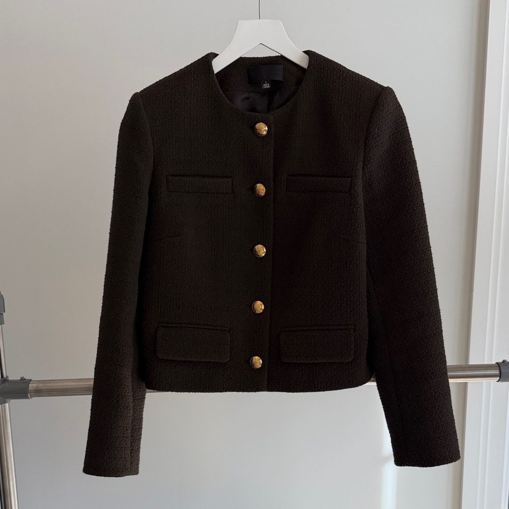 Nili Lotan cropped jacket size 2 chocolate brown